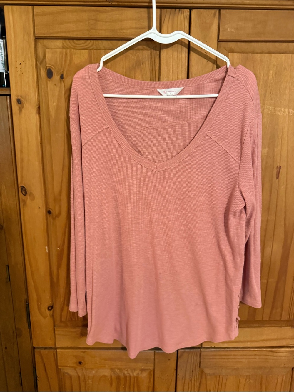 No Boundaries Dusty Rose V-Neck Long Sleeve Top